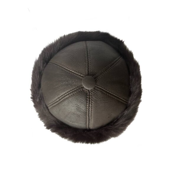 Leather Hat Genuine Shearling Sheepskin Leather Fur Beanie | Winter Skull Hat